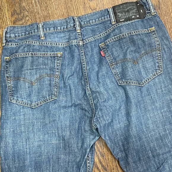 LEVI’s 505 Jeans 38 x 30 Black Tag Straight Leg Lightly Distressed Cotton Denim - Picture 4 of 8